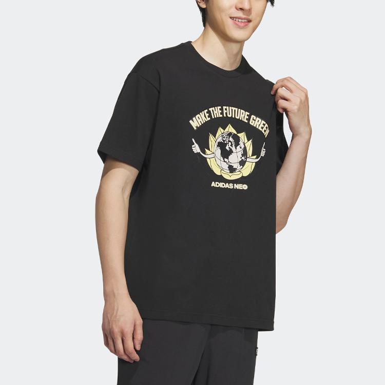 Adidas Neo City Escape Graphic Print Round Neck T-Shirt Unisex Tops Black IA6850