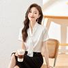 Women's Tie-Neck Chiffon Short Sleeve Blouse