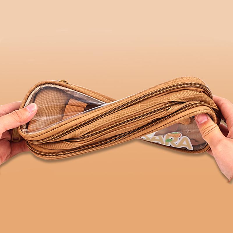 Capibala Pencil Case Cartoon Transparent Large-capacity Pencil Case Students Children Multilayer Pencil Box Storage Bag