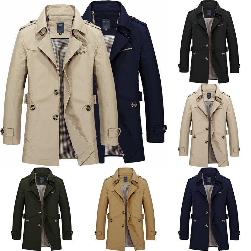 Men's Winter Mid-long Jacket Stylish Casual Overcoat With Lapel Collar And Epaulet Design
