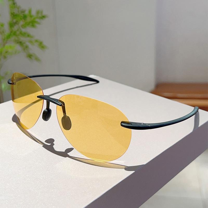 Men Sunglasses Classic Fashion Driving Sports Rimless Oval Male Women's TR90 Frame Sun Eyewear