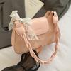 Casual Elegant Bow Underarm Bag Cute Smooth Lace Ribb Handbag Solid Color Aesthetic Women's Armpit Bag Travel