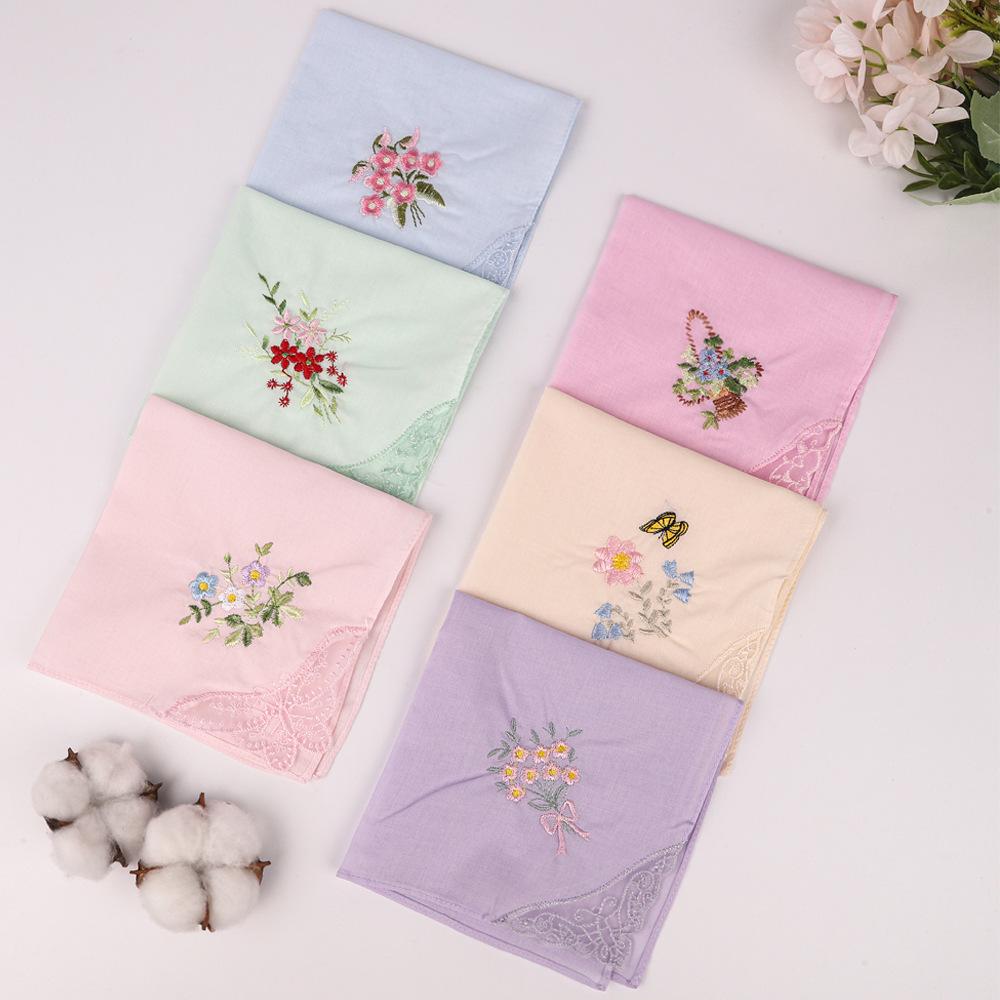 Luxuriöses 60er-Pack Damen-Taschentücher aus reiner Baumwolle mit Schmetterlingsspitzenstickerei