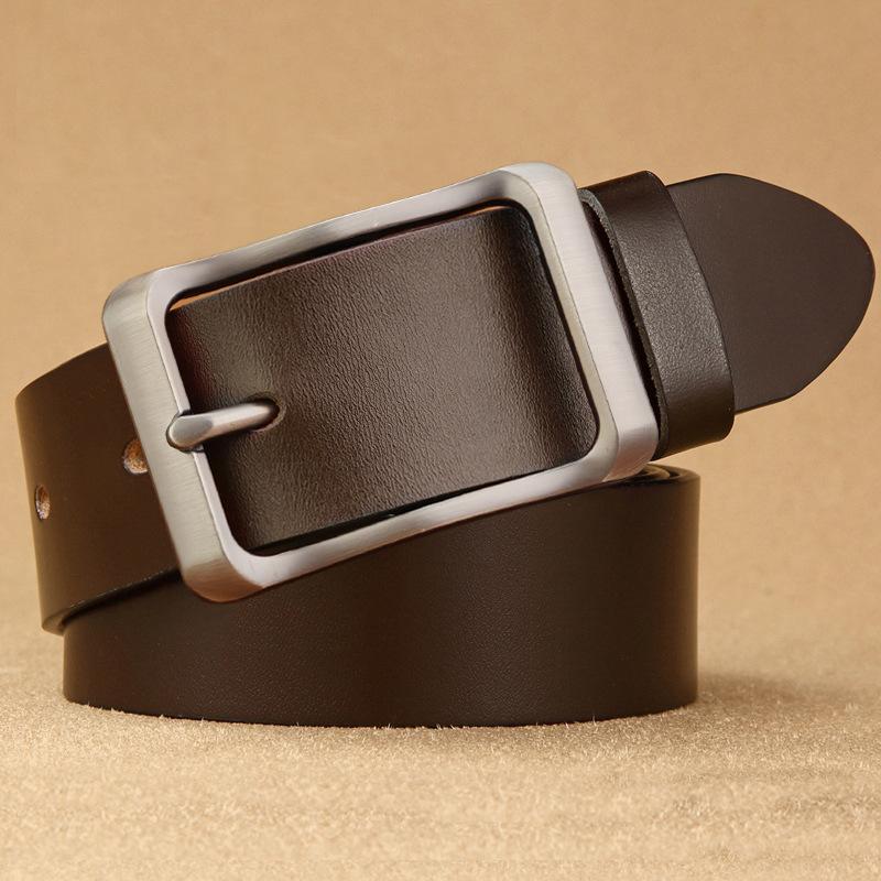 

Men s Genuine Leather Belt 3.8 Wide-pin Buckle Men s Belt Casual Versatile Trousers Belt 130cm