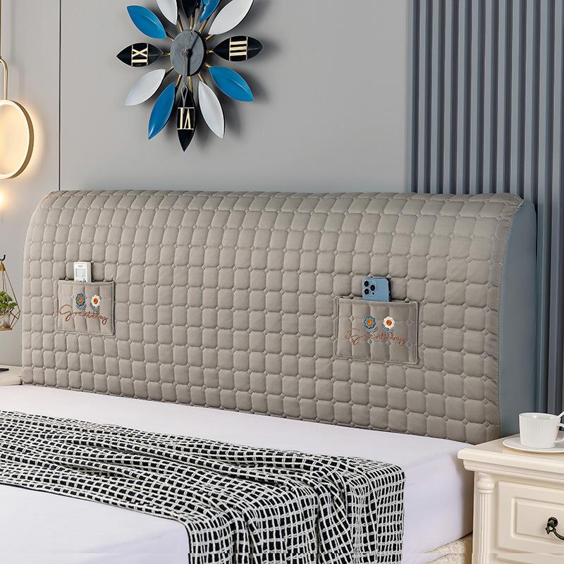 Simple Modern Style Bed Head Cover with Elastic All Inclusive Bedroom Dust-proof and Anti-collision Thickened Universal Headboard Cover with Pocket