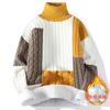 men's semi-turtleneck loose plush sweater, large size men's sweater