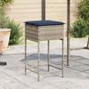 Garden Bar Stool with Cushions 2 pcs Grey Poly Rattan