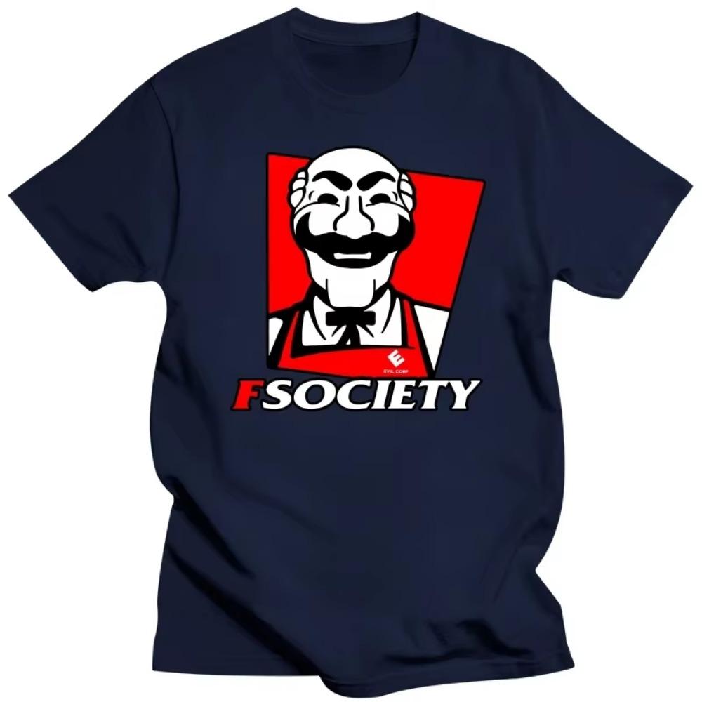Rolig Mr Robot FSociety T-shirt Herr Kortärmad Casual Hacking T-shirt Hacker T-shirt Lös Passform 100% Bomull Geek T-shirt Toppar Gåva