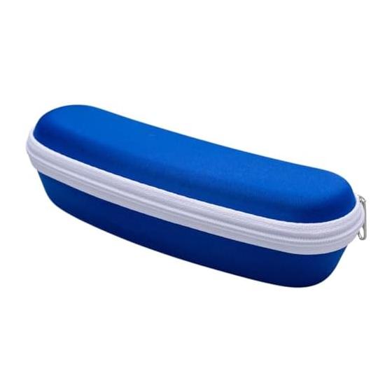 Pearl Glasses Case Semi Hard Stylish Women's Men's Zipper Type EVA Shock Absorption Material Cute Glasses PC Glasses Reading Glasses SSC-4 BU Blue
