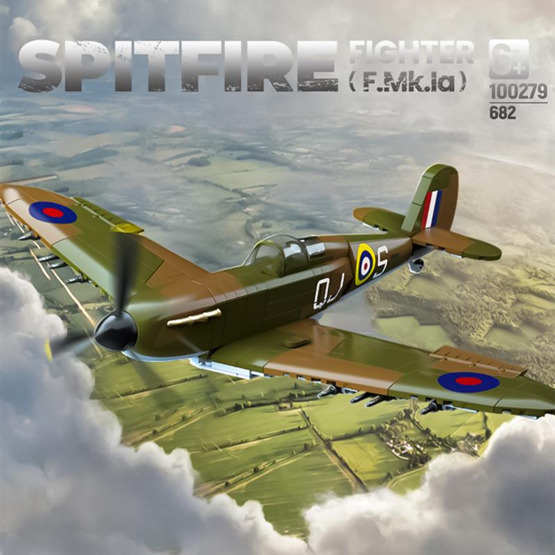 2025 Новый винтажный бомбардировщик Второй мировой войны истребитель Spitfire собранный конструктор самолет с пропеллером детский игрушечный модель для мальчика NO BOX