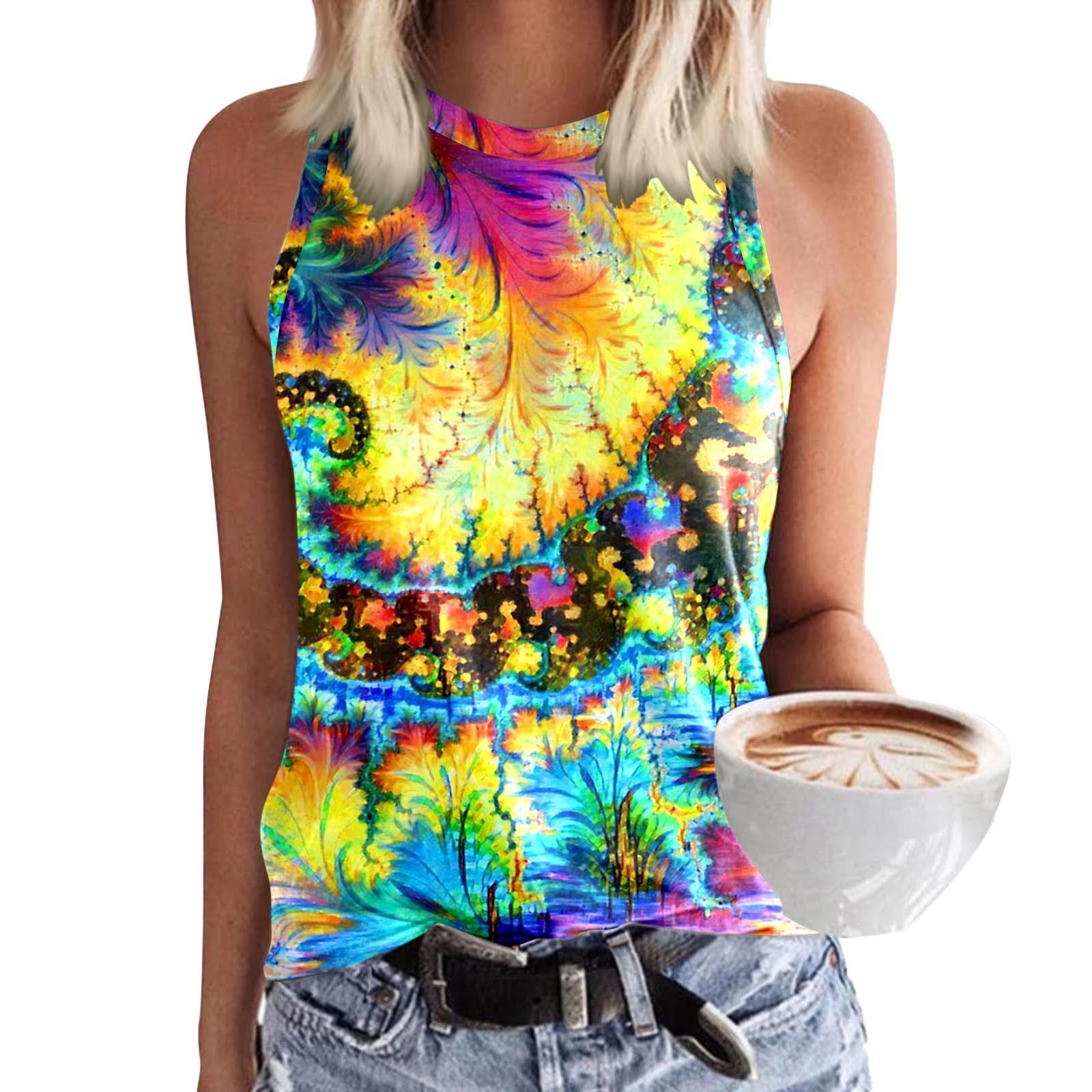 

Женский топ с ярким принтом и стильной майкой XS жёлтый