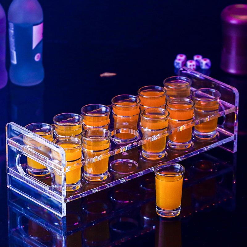 Large Capacity 6 8 12 Hole Glass Tray Cup Organizer Wine Glass Display Stand Holder for Bar Restaurant Kitchen