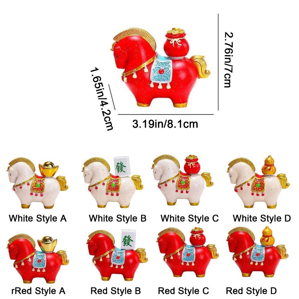 Chinese Style Horse Figurine Resin Desktop Ornament Cute Horse Miniature  Bookshelf