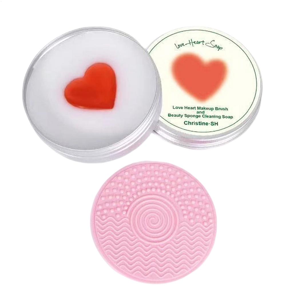 

Makeup Brush Cleaner Soap with Silicone Mat Deep Cleans Waterproof Makeup for Synthetic Natural Makeup Brushes Sponges