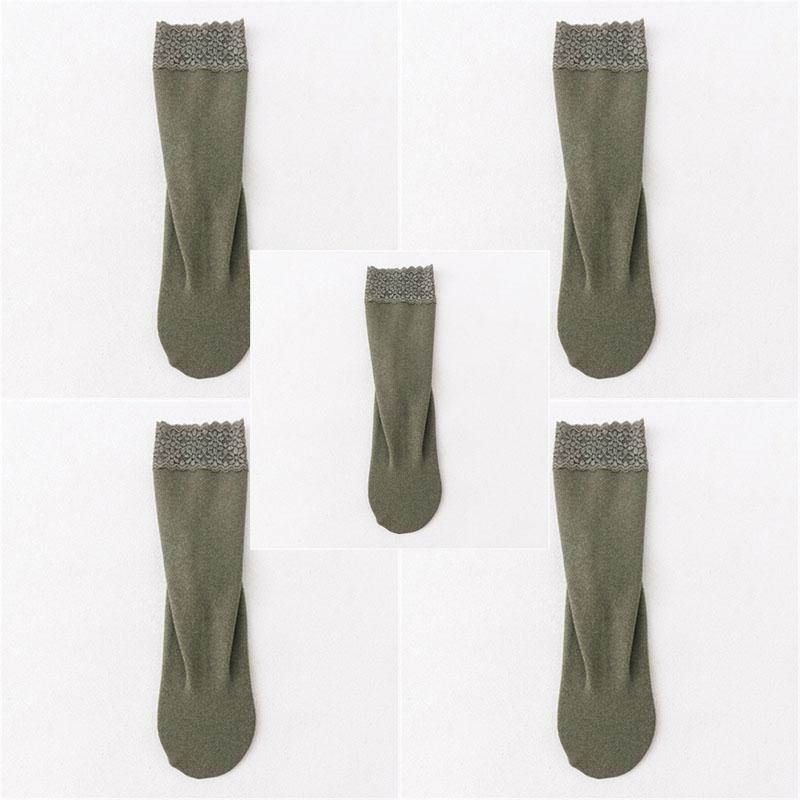5 Pairs of Women Lace Mid Tube Socks for Spring Autumn Warm Simple Comfortable Casual Breathable Cold Resistance Versatile Socks