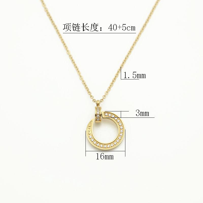 Wind C-Shaped Diamond-Encrusted Necklace Female Niche Design Pendant Does Not Fade Titanium Steel Clavicle Chain