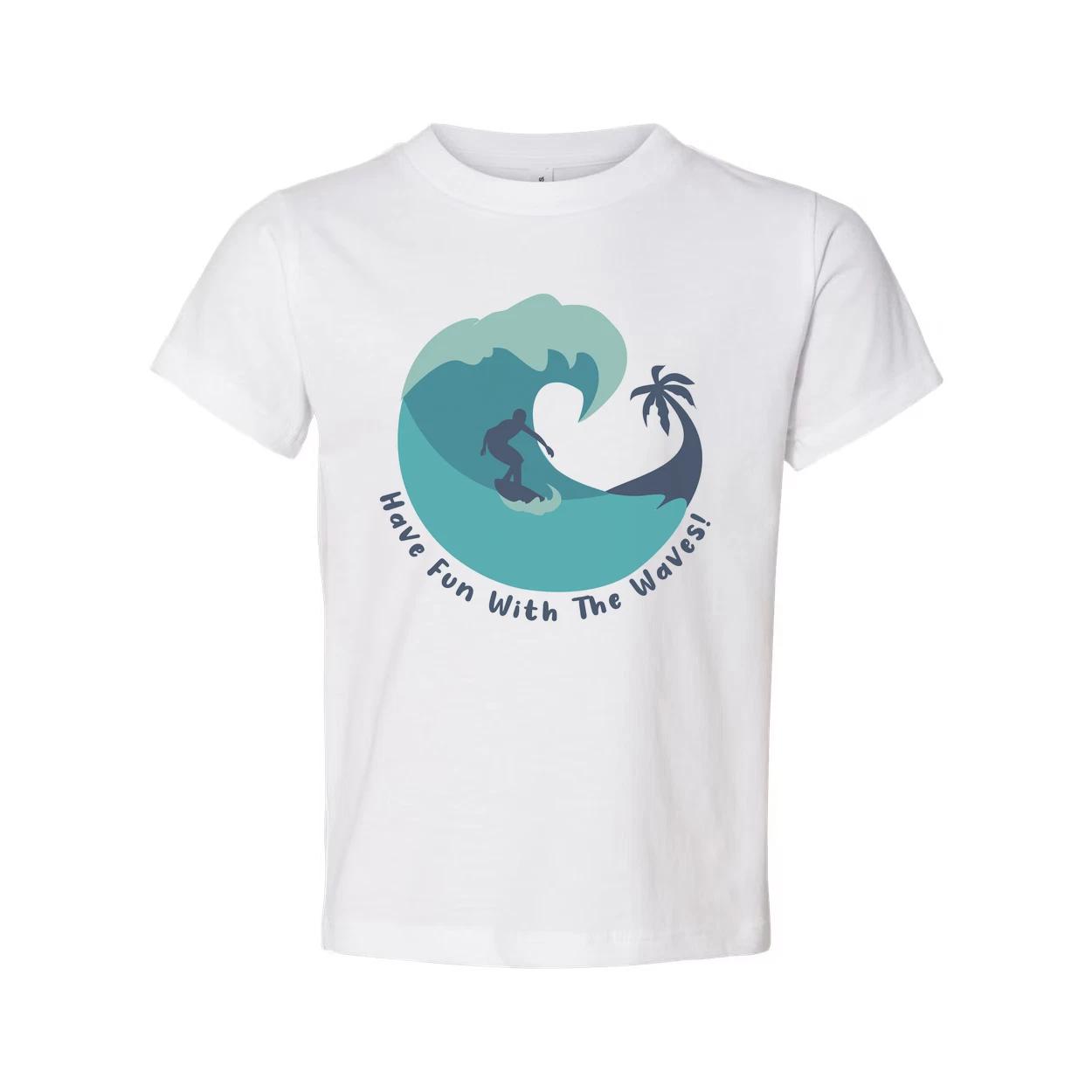 Unisex Surfing T Shirt With Wave Graphic And Palm Tree Silhouette Have Fun With 2XL