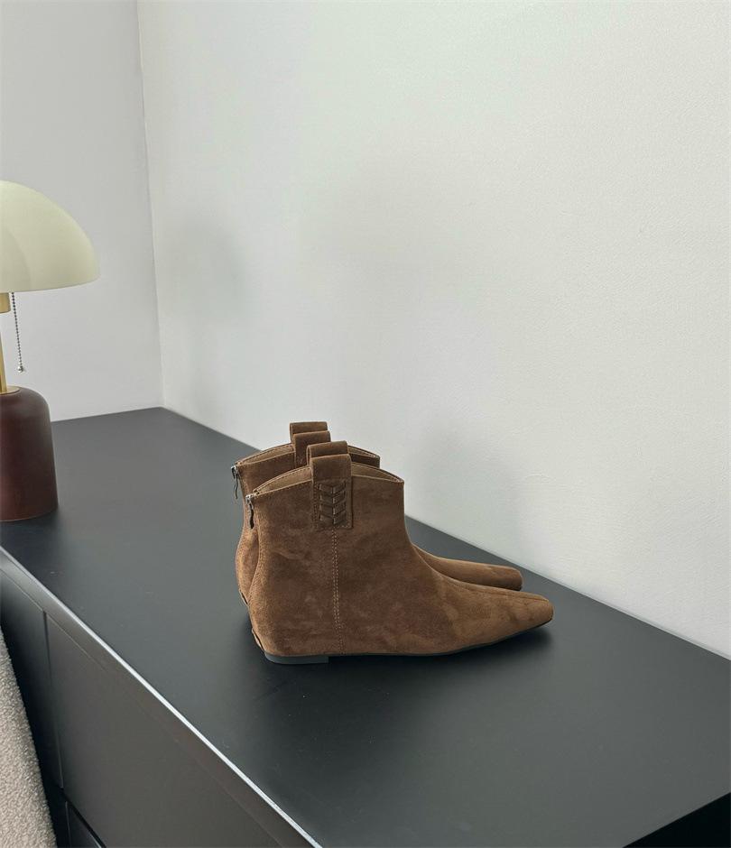 Inner Heightening Short Boots Women's 2025 Autumn and Winter New Suede Medium Boots Retro Thin Boots Small Square Head