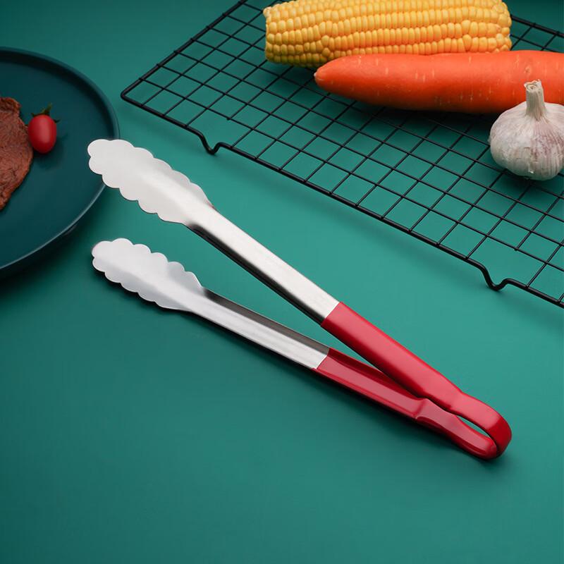 Abdo 12-inch Stainless Steel Food Tong with Red Soft Grip