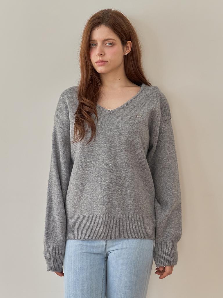 Mejongleuhaleu Opening V-Neck Knit 4 Colors