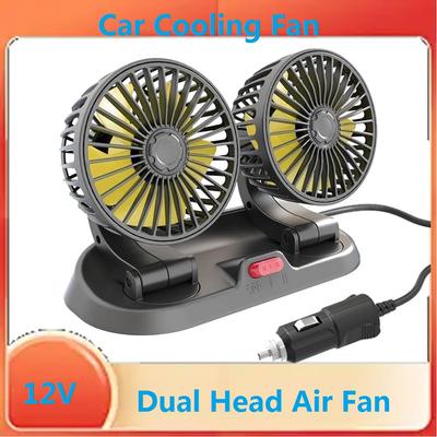 Ventilateur de Refroidissement de Voiture 12V Réglable à 360° Double Tête Ventilateur Circulateur d'Air USB 2 Vitesses Ventilateur Électrique Automobile Pour Tableau de Bord SUV