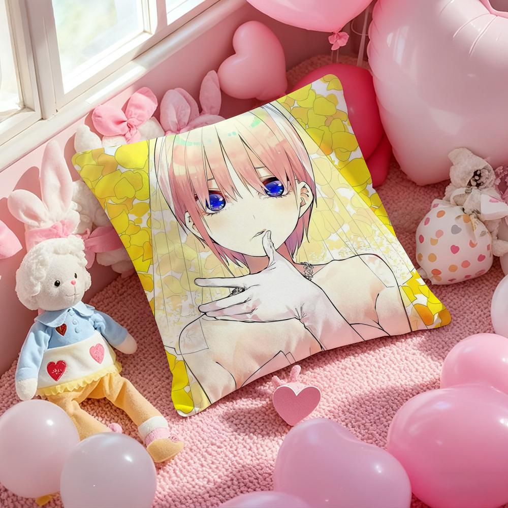 Quintuplets M-Miku N-Nakano W-Waifu Pillow Case Soft Plush Fabric Double-Sided Printed Cushion Cover Warm Winter Sofa