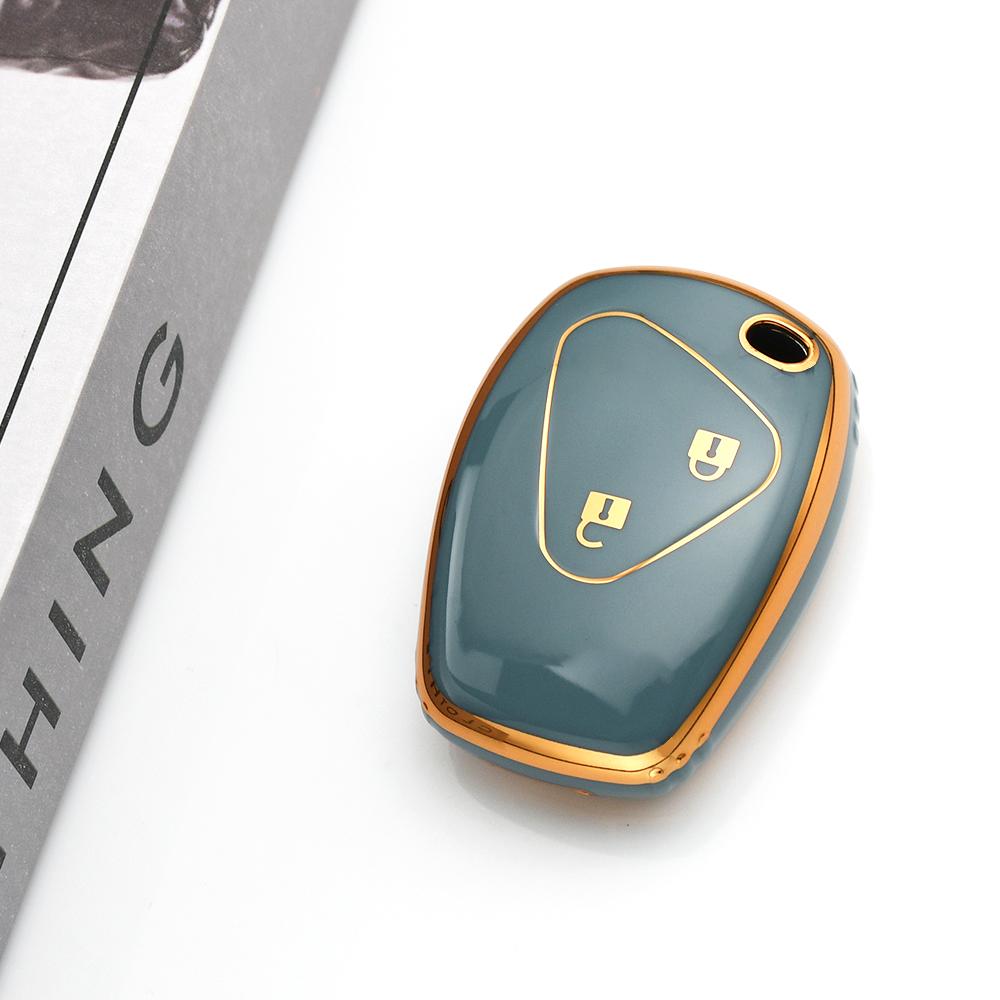 Gold Edge TPU Remote Key Case Cover 2/3 Buttons Shell Fob Holder For Renault Logan DACIA Megane Espace Laguna Duster Sandero Fluence Clio