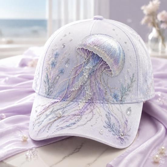 Turtle Whale Jellyfish Pattern Cap Ocean Creatures Baseball Cap, Adjustable Sun Hat with Sea Back Buckle Animal Patterns, Trucker for Men And