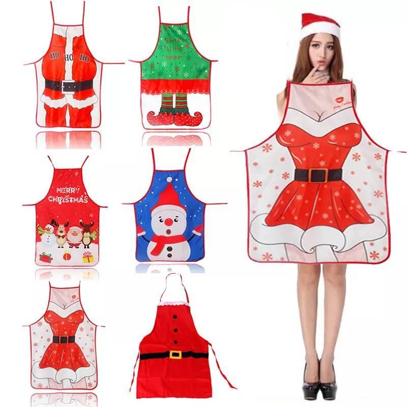 Christmas Themed Fabric Apron Colorful Printed Decorative Costume For Festive Celebrations