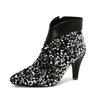 Fashion New Silver Sequin 8cm High-heeled Short Boots European American Autumn Winter Fashionable Elegant Women Ankle Boots Size 34-47