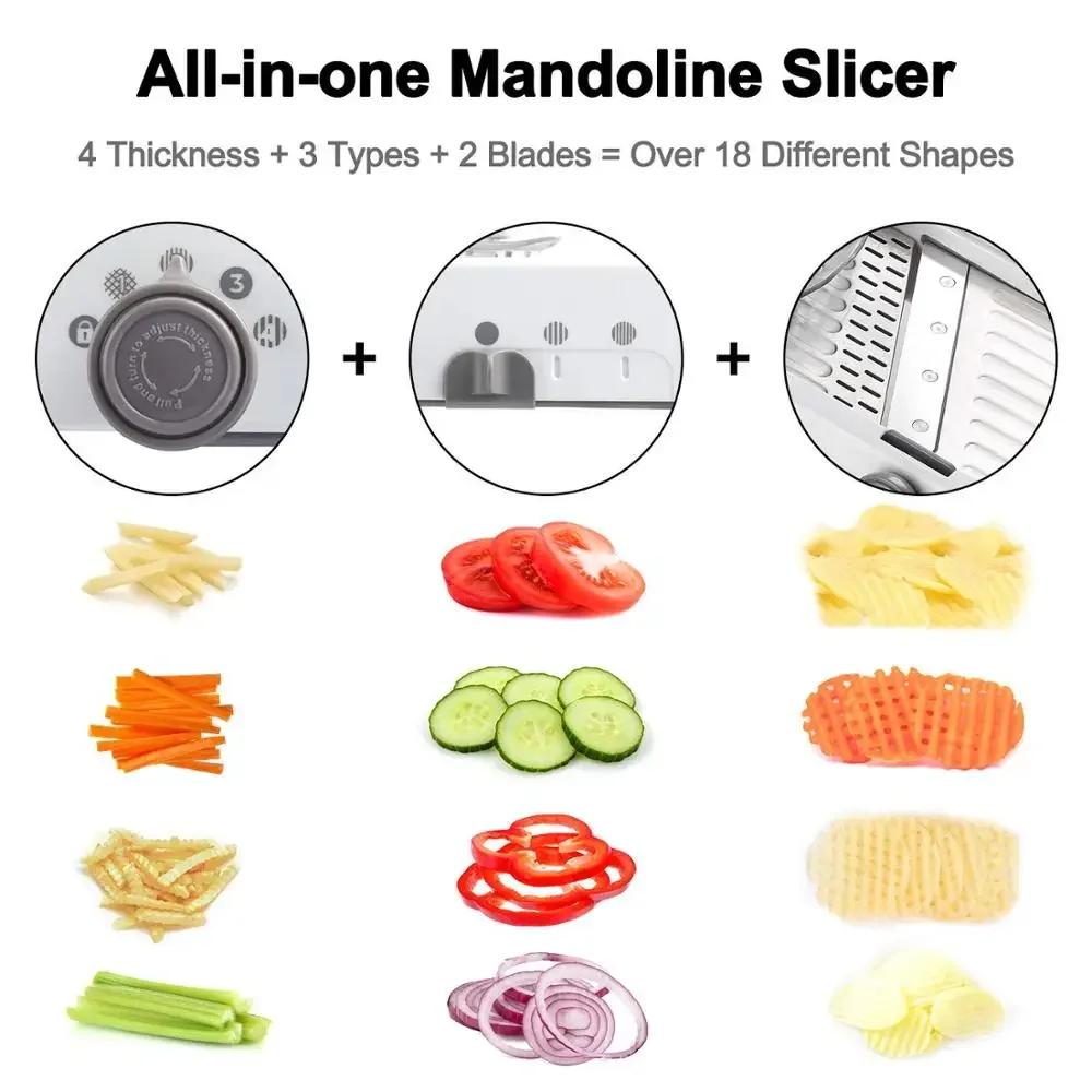 18 Types Adjustable Mandoline Slicer Stainless Steel Vegetable Julienner Grater Onion Potato Slicer Cutter Kitchen Potato Peeler