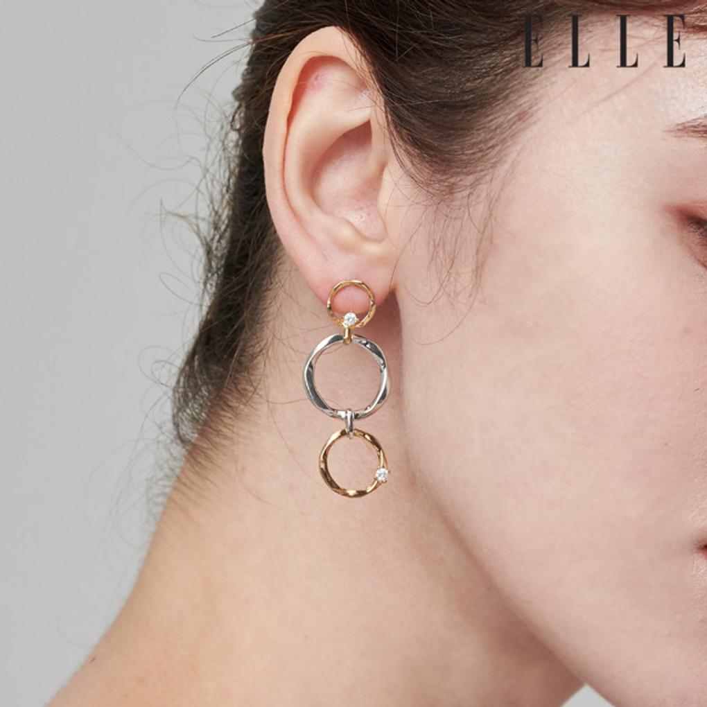 14K Triple Round Drop Earrings (Gold Pin) ELGPEE392