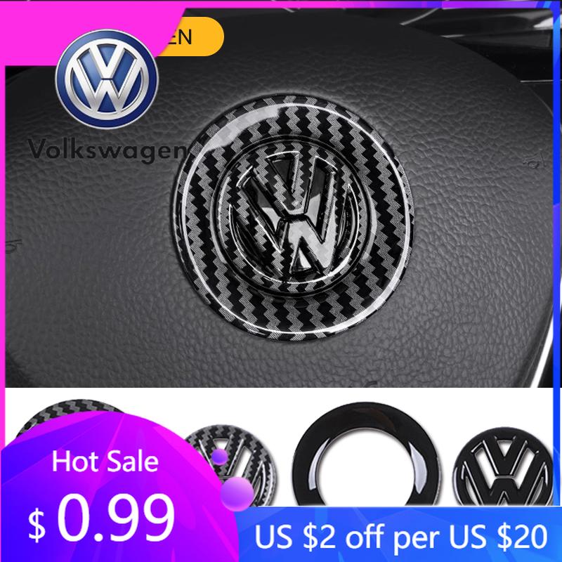 2026 Hot For Volkswagen VW ABS Carbon Fiber Pattern Car Logo Steering Wheel Sticker Badge For VW GTI Passat B6 Golf 4 5 7 Polo J