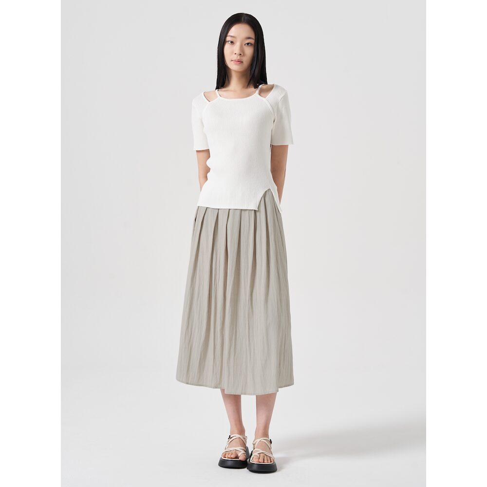 8SECONDS Back Elastic Pleated Skirt Beige (354627Mb1A)