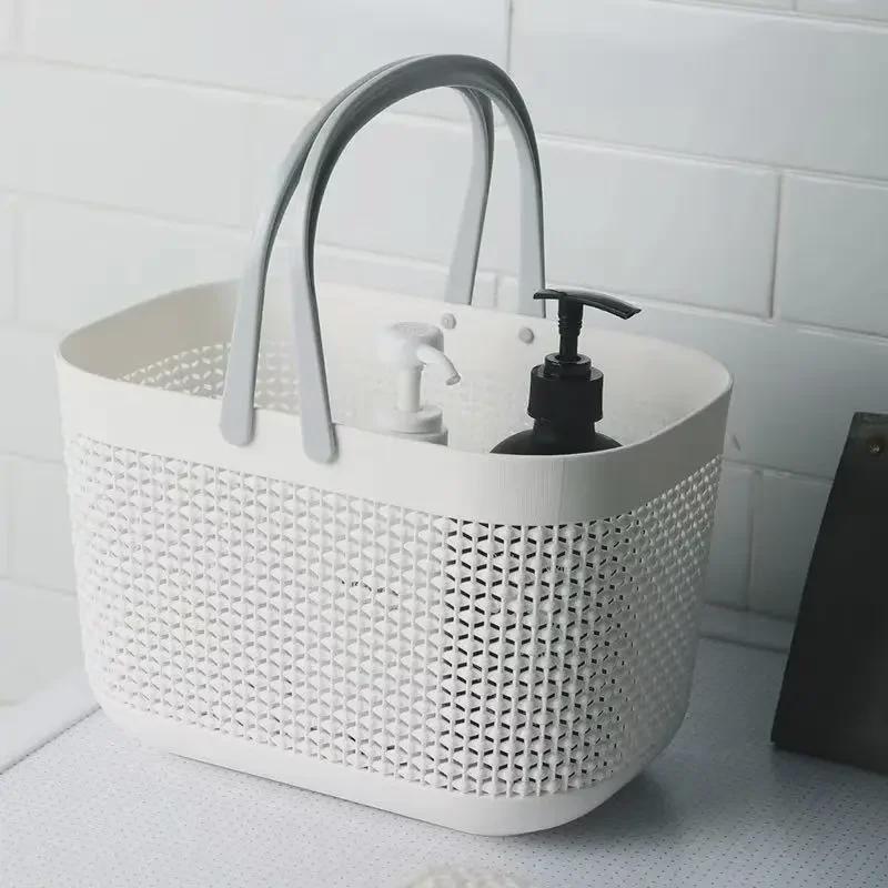 Portable Plastic Bathroom Bath Basket for Student or Bathhouse Storage