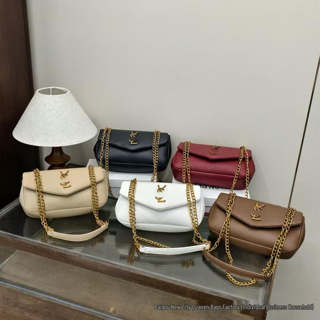 New Arrival Solid Chain Bag - Women's Versatile Fashion Textured Shoulder/Crossbody