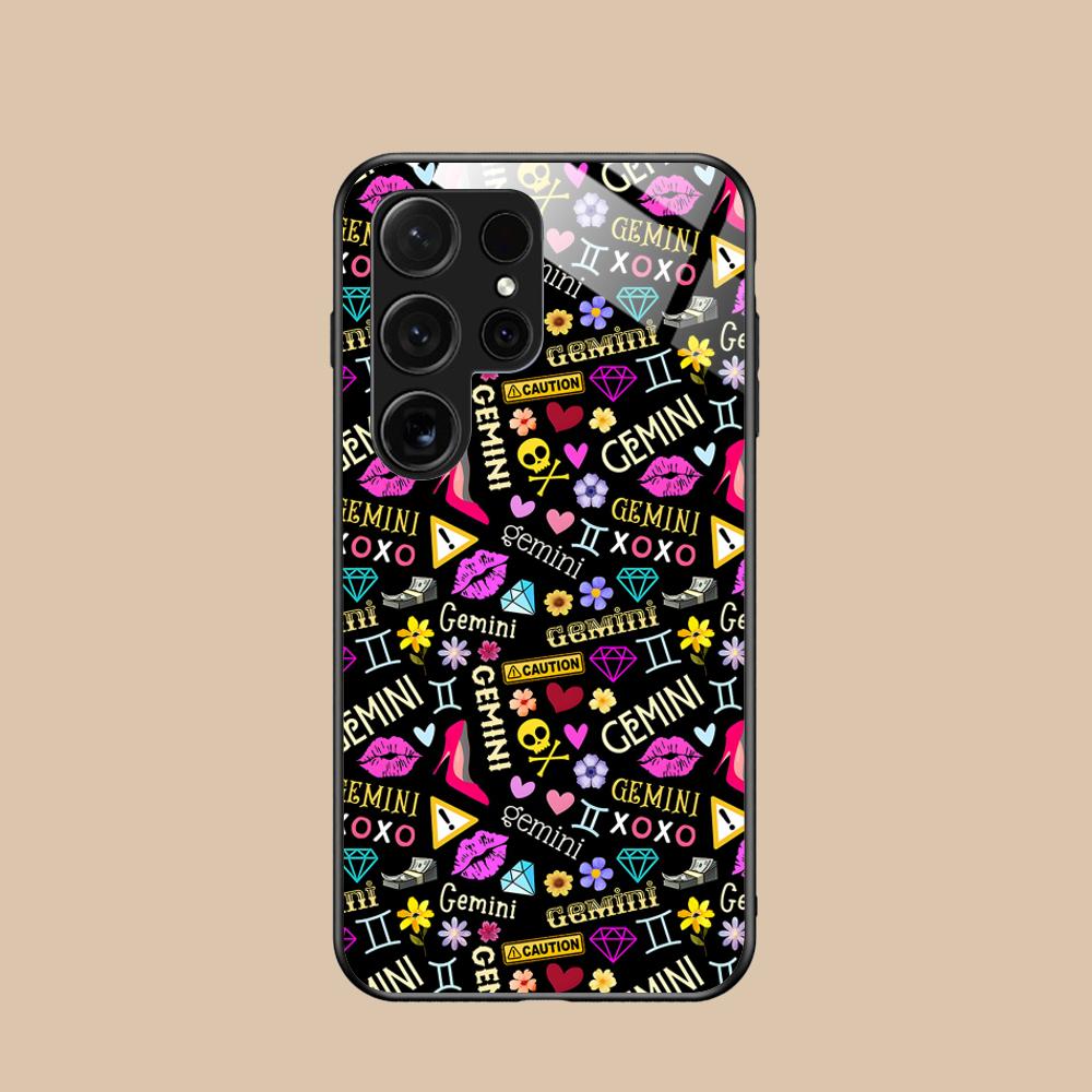 

Zodiac Sign Gemini Mobile Phone Case for Samsung Galaxy S25 S24 S23 S22 S21 S20 Note20 Plus FE Ultra Glass Cover Pretty Luxury Galaxy Note20 Ultra