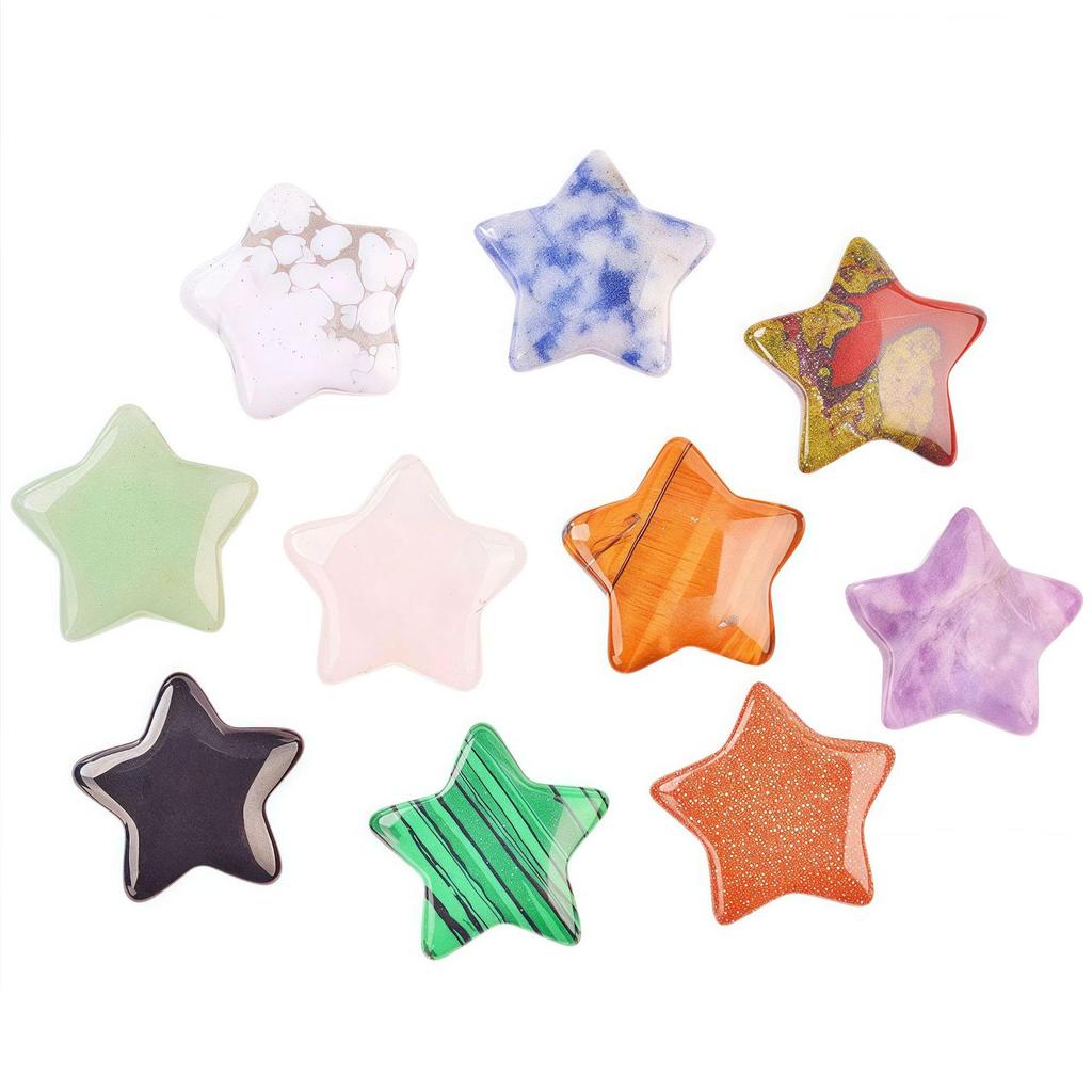 Natural Stone Crystal Star Ornament - 20x20x6mm