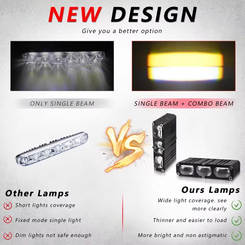 Car Grille Light, Motorcycle Auxiliary Driving Light, Auto Work Light LED Bar Truck Off-road Vehicle 4x4 High Brightness Lights