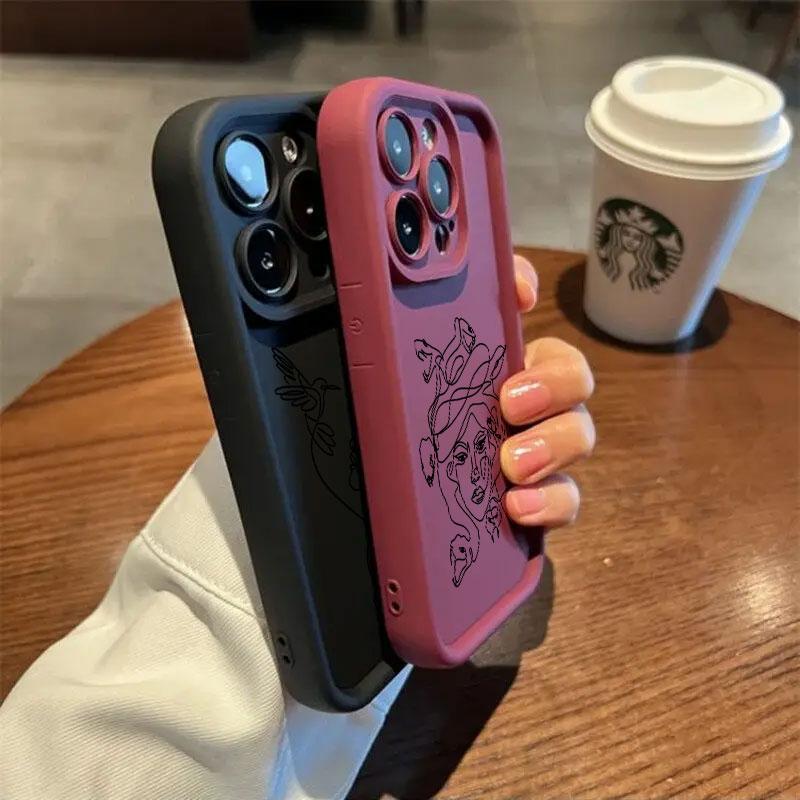 Phone Case For Samsung S26 S25 S24 S23 S21 S20 Ultra Animal Woman Girl Face Line Funda For Galaxy S25 S24 FE S26 Plus Soft Cover