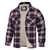 Fleece Lining Jackets Mens Cotton Jackets Plaid Casual Button Down Cargo Work Coats Thicken Outwear Man Tops