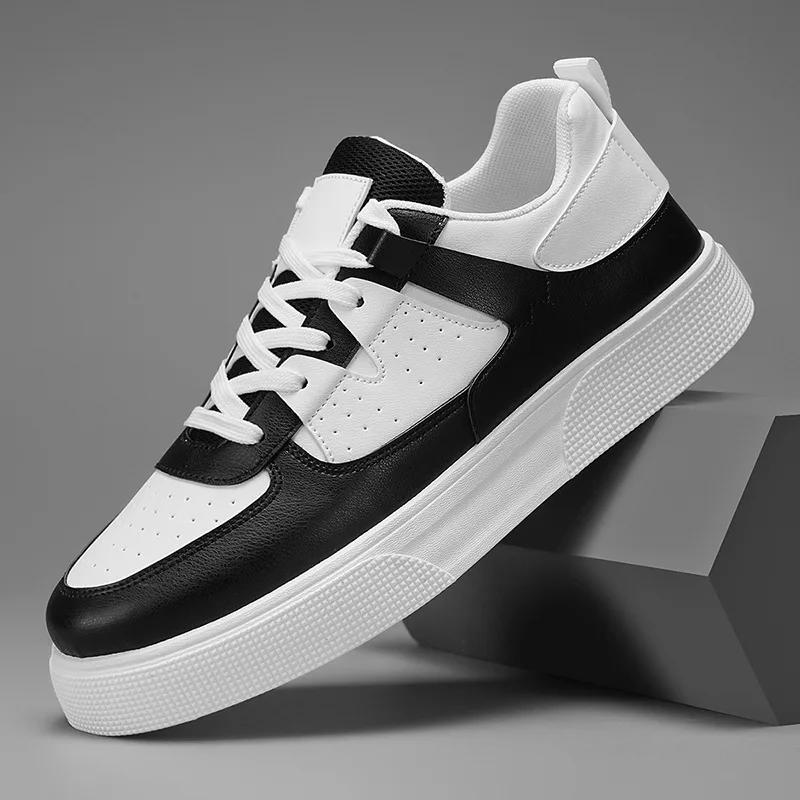 2026 Übergröße Herren Leder Sneaker Freizeit Sportschuhe Flache Skateboard Schuhe Weiße Sneaker Heißer Verkauf Für Dropshipping Flache Schu