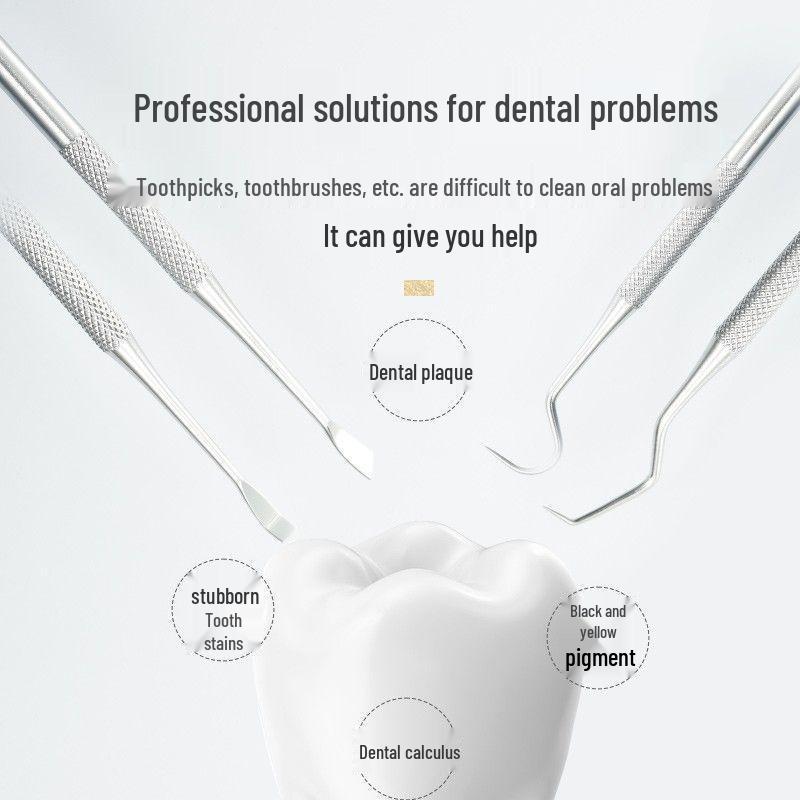 Stainless Steel Dental Tools Set: Oral Endoscope, Probe, Toothpick, Cavity Cleaner, Stain & Tartar Remover.