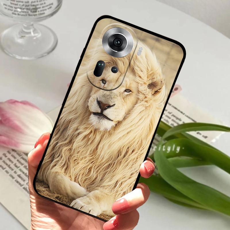 Para Capa Oppo Reno 11 5G animal Silicone TPU Macio Capas Traseiras Para Oppo Reno 11 Pro 5G / Reno 11F 5G Capa Protetora Desenho Animado Capa