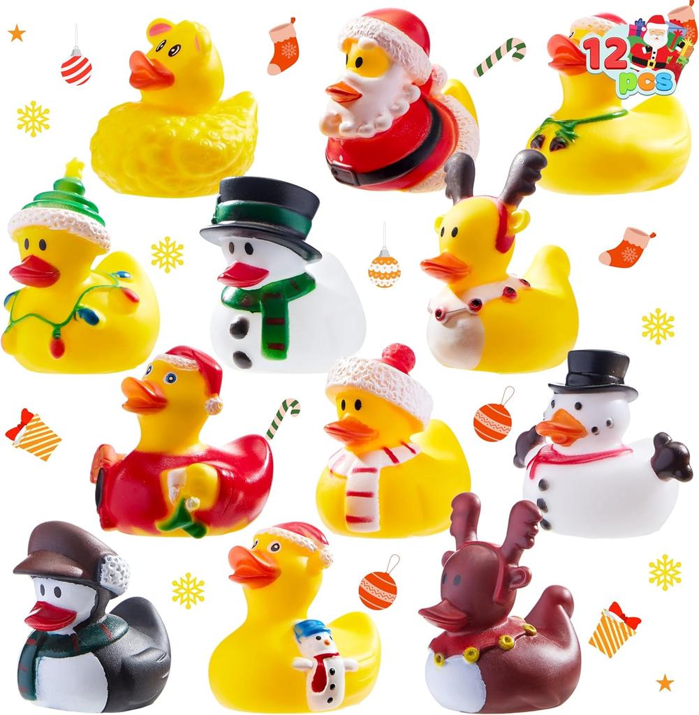Stuks Kerst Rubberen Eend Badspeeltjes Goodie Bag Vullers Babyborrels Feest Bedankjes Cadeaus JOYFY 12 voor Kindvriendelijk Vermaak Plezier Spelen Veilig