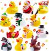 JOYFY 12 stuks Kerst Rubberen Eend Bad Speelgoed voor Kerst Goodie Bag Vullers Babyshowers Kerst Feestbedankjes Cadeaus