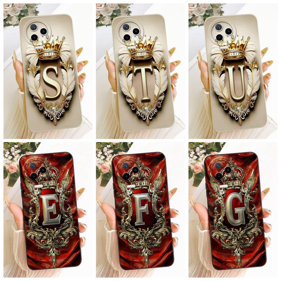 For Infinix Note 12 2023 X676C Case For Infinix Note 12 Pro 4G X676B Cover Luxury A-Z Letters Crown 2D Painted Silicone Casing