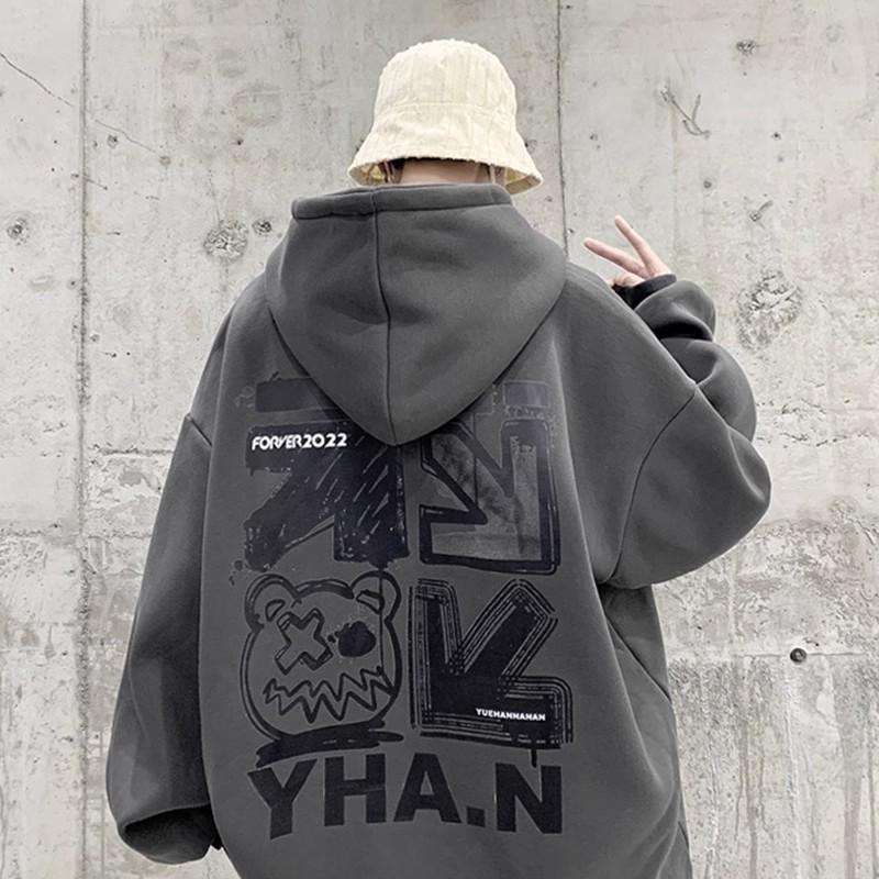 Herren Trendy Amerikanisches Übergroßes Kapuzensweatshirt - Herbst/Winter Samtmantel