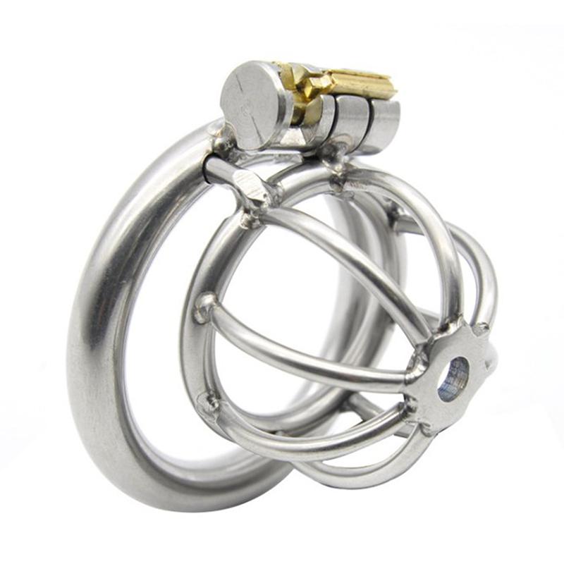 Edelstahl Metall männliche Keuschheitskäfig Gerät Zurückhaltung Spiked-Ring mit Schloss