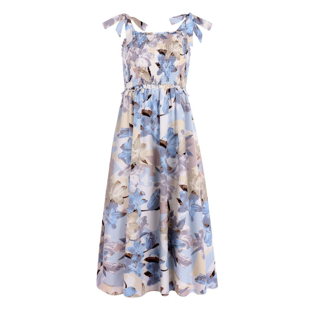 GMXIA New Floral Print Suspender Dress Summer Dress Casual Vacation Travel Dress